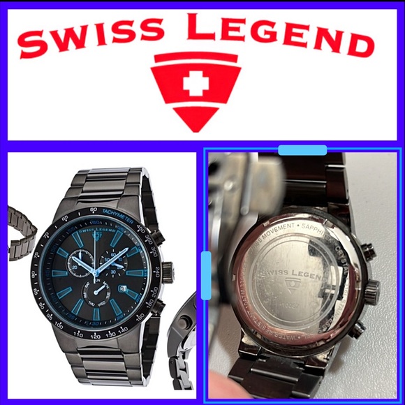 Swiss Legend Black and Blue Men's Watch - Picture 1 of 7